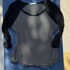 Maurices Black and White Striped Long Sleeve Top